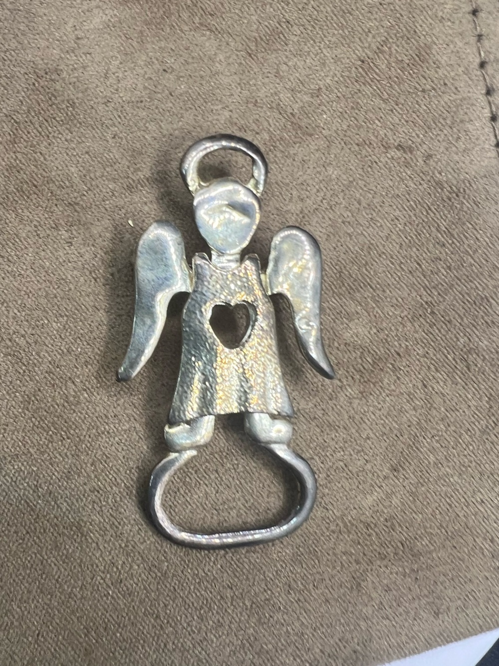 Vintage Angel Brooch Pin with Heart Cutout
